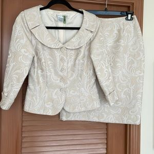 Maggy London Brocade Ladies Suit with Cuffed Sleeves